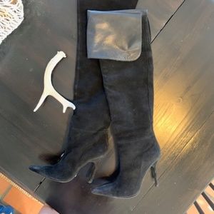 Dolce and Gabbana black suede thigh high boots